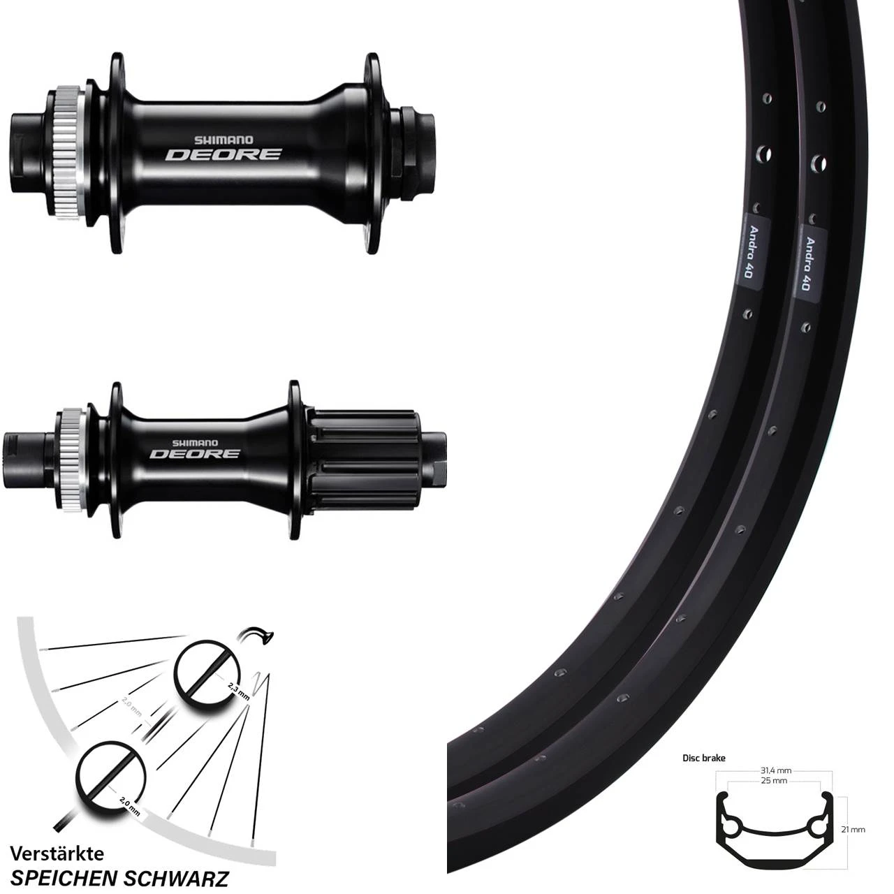 24 Zoll Ryde Andra 40 Disc Laufradsatz Shimano Deore Steckachse 100/142 Mm Centerlock 3 24 Zoll Ryde Andra 40 Disc Laufradsatz Shimano Deore Steckachse 100/142 Mm Centerlock