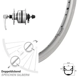 Shimano DH3N80 Ryde Andra 10 Vorderrad 28 Zoll Silbern