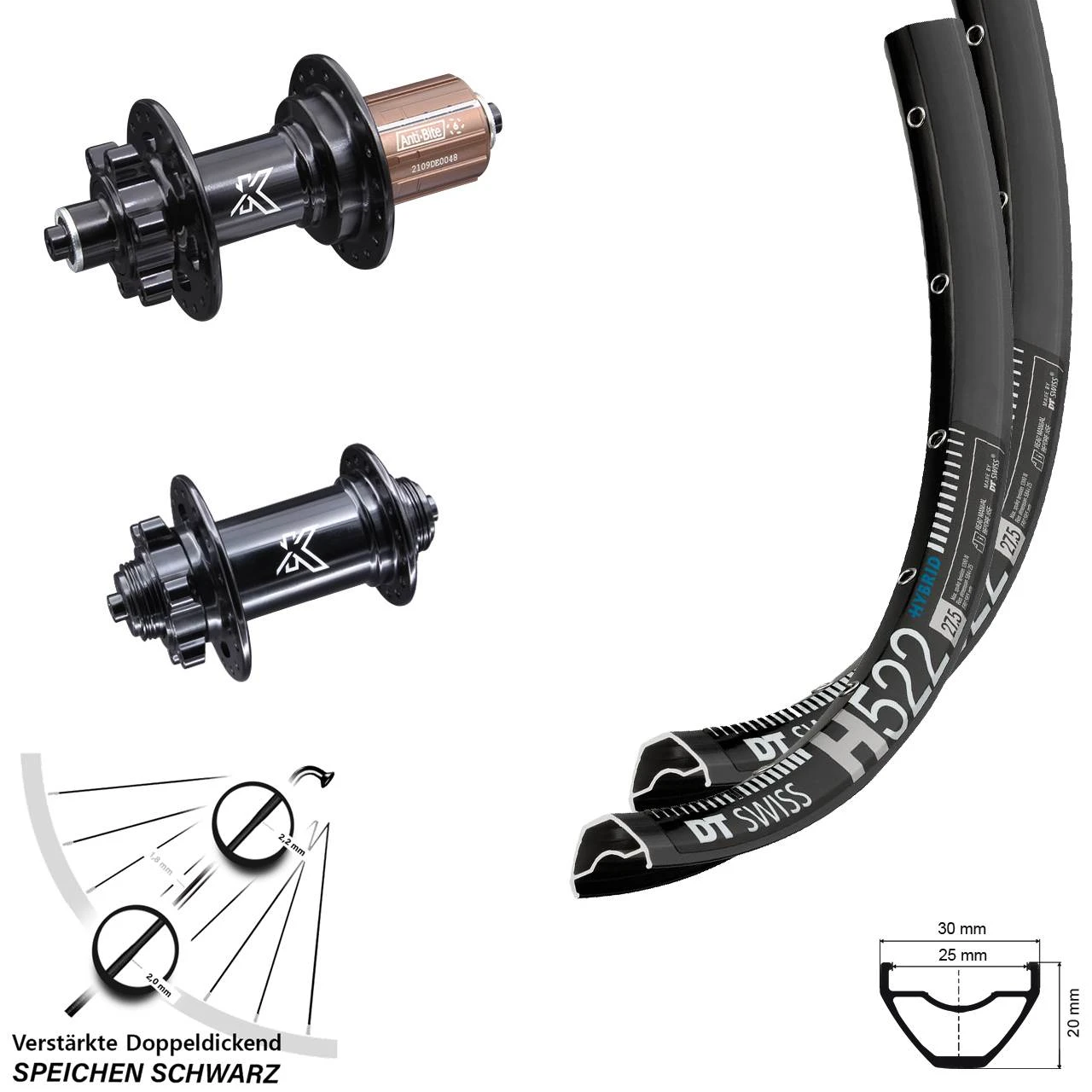Dt-swiss Laufradsatz 29 Zoll KX-M Nabe Schnellspanner 6-loch DT Swiss H 522 Lastenrad 3 Dt-swiss Laufradsatz 29 Zoll KX-M Nabe Schnellspanner 6-loch DT Swiss H 522 Lastenrad