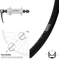 26 Zoll Vorderrad Shimano Deore HB-M595 Silbern Ryde Andra 30 Disc Centerlock