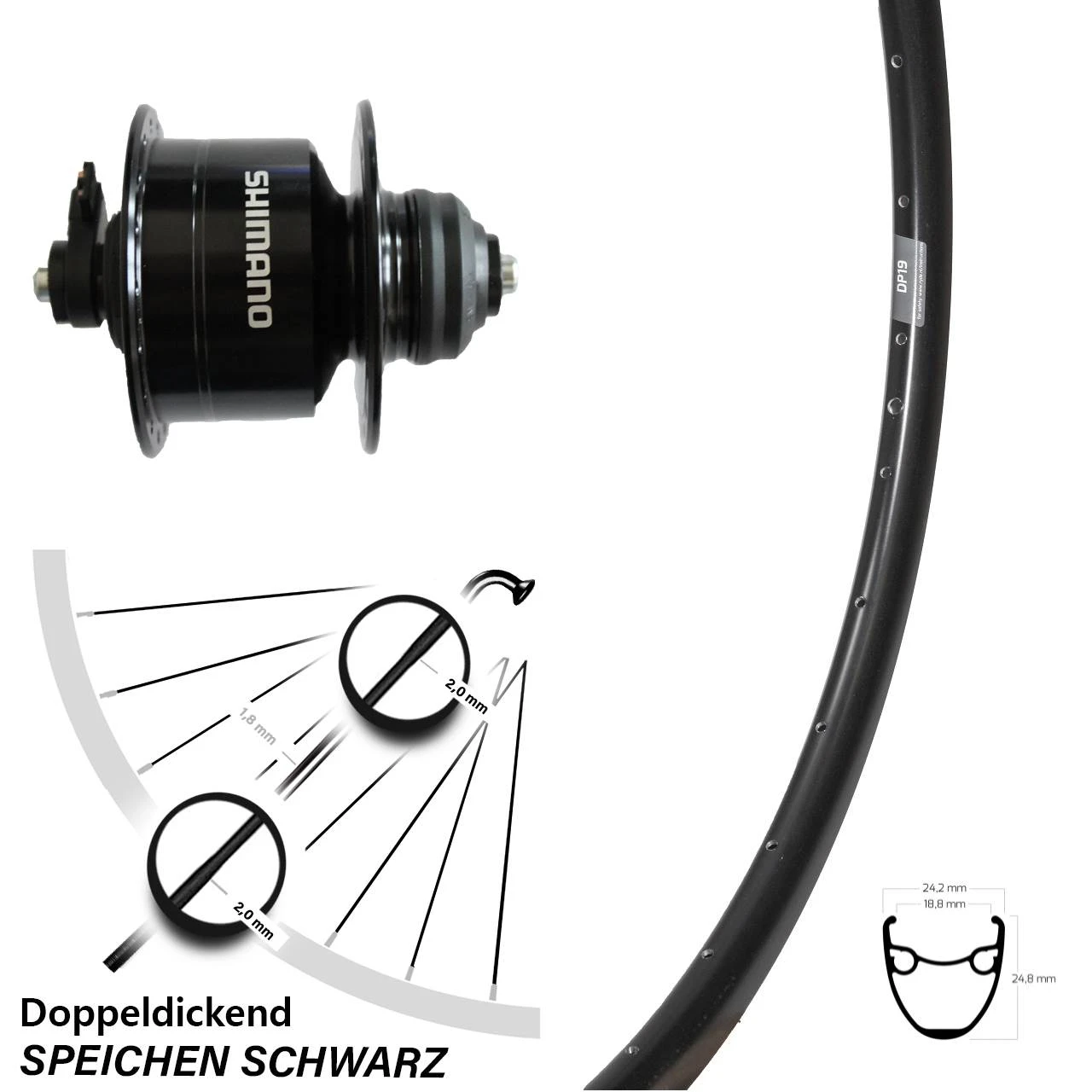 Shimano DH3D72 Ryde DP 19 Vorderrad 28 Zoll Centerlock Für Schnellspanner 3 Shimano DH3D72 Ryde DP 19 Vorderrad 28 Zoll Centerlock Für Schnellspanner
