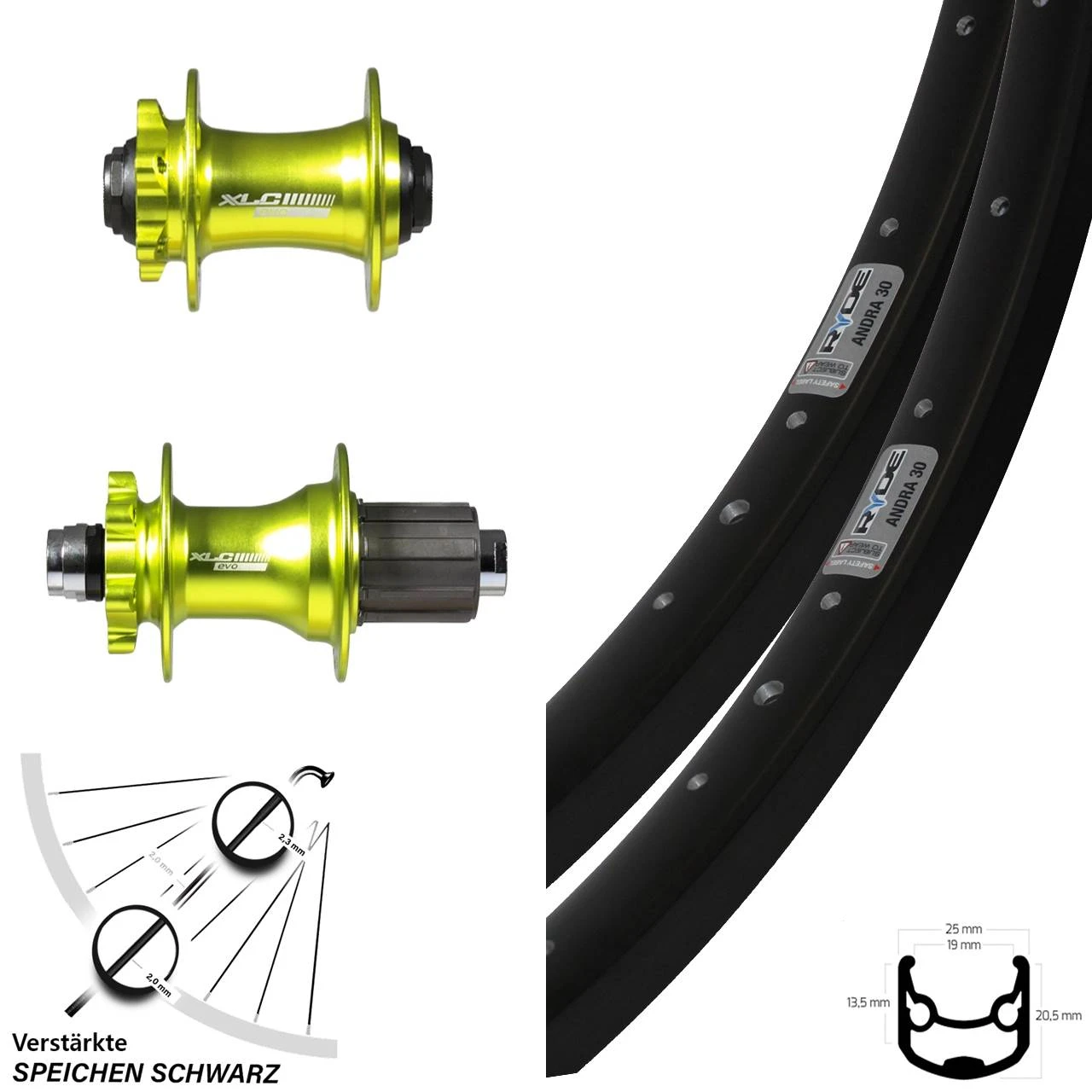 28-29 Zoll Laufradsatz Ryde Andra 30 XLC Nabe Grün Eloxiert Steckachse 15x100 12x142 Mm 3 28-29 Zoll Laufradsatz Ryde Andra 30 XLC Nabe Grün Eloxiert Steckachse 15x100 12x142 Mm