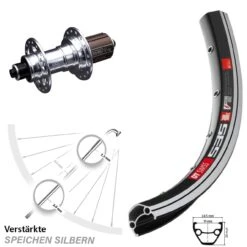 Dt-swiss 26 Zoll Hinterrad KX-T Nabe 130 Mm Mm Silbern Eloxiert DT Swiss 535