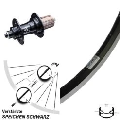 27,5 Zoll Hinterrad KX-T 130 Mm Schwarz Ryde Andra 35