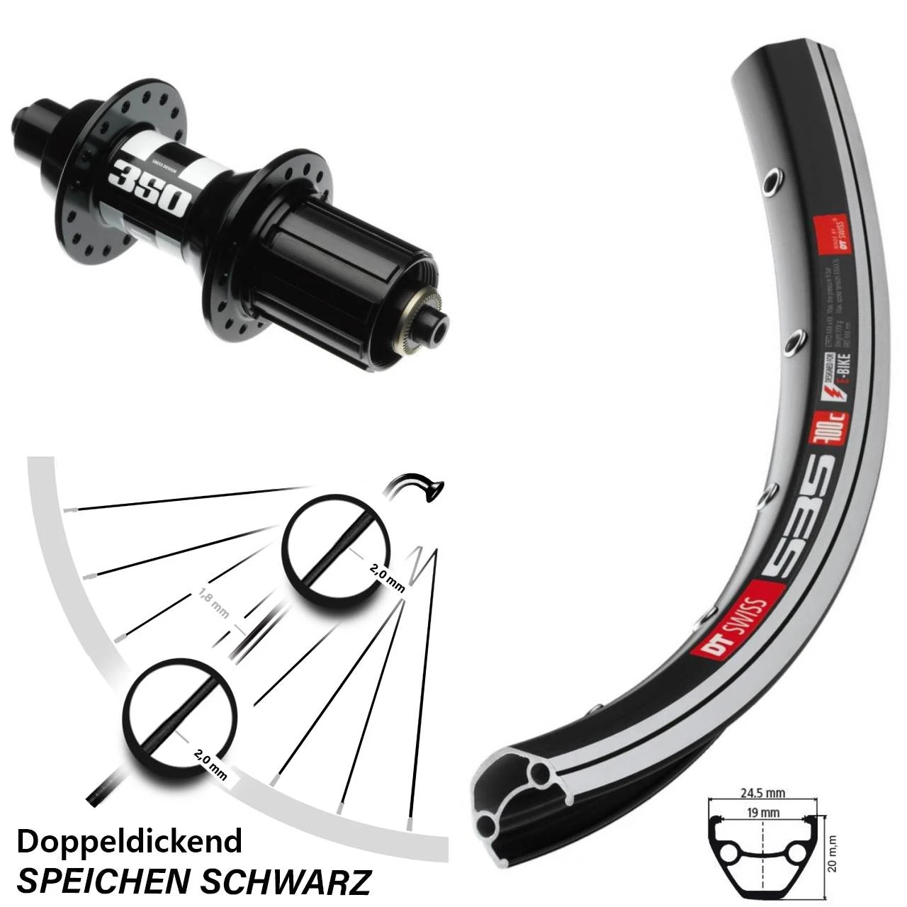 Dt-swiss 28 Zoll Laufrad DT 535-350 Road 3 Dt-swiss 28 Zoll Laufrad DT 535-350 Road