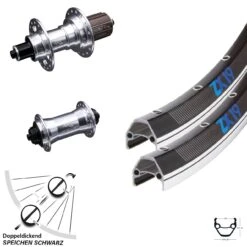 28 Zoll Laufradsatz Exal ZX19 Verstärkt KX-T Silbern Eloxiert 100x135 Mm 10/11-fach