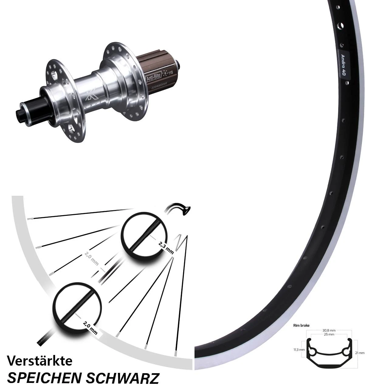 Ryde Andra 40 Hinterrad 20 Zoll Verstärkt Lastenrad Felgenbremse Mit KX-T Nabe 135 Mm 3 Ryde Andra 40 Hinterrad 20 Zoll Verstärkt Lastenrad Felgenbremse Mit KX-T Nabe 135 Mm
