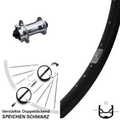 Lastenrad 26 Zoll Vorderrad Ryde Andra 30 Disc Mit KX-E Nabe Silbern 5x100 Mm 6-loch