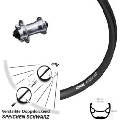 28-29 Zoll Vorderrad KX-E Nabe Silbern 6-loch Ryde Andra 321 Verstärkt