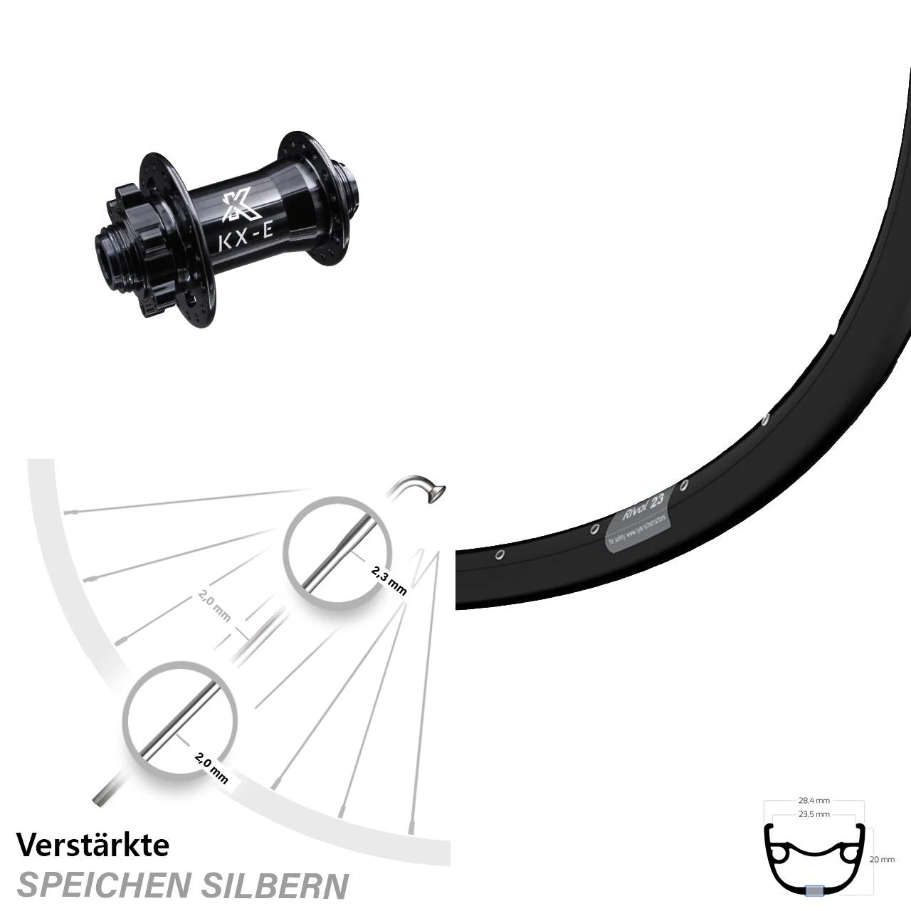 29 Zoll Vorderrad KX-E Nabe 15x100 Mm 6-loch Ryde Rival 23-622 ETRTO 3 29 Zoll Vorderrad KX-E Nabe 15x100 Mm 6-loch Ryde Rival 23-622 ETRTO