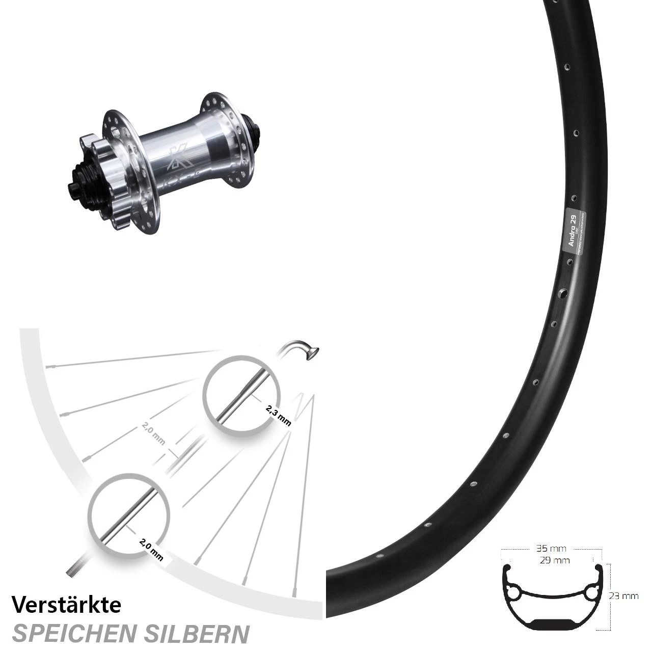 KX-E Nabe Silbern 5x100 Mm 6-loch Ryde Andra 29 Laufrad 24 Zoll Für Scheibenbremse 3 KX-E Nabe Silbern 5x100 Mm 6-loch Ryde Andra 29 Laufrad 24 Zoll Für Scheibenbremse