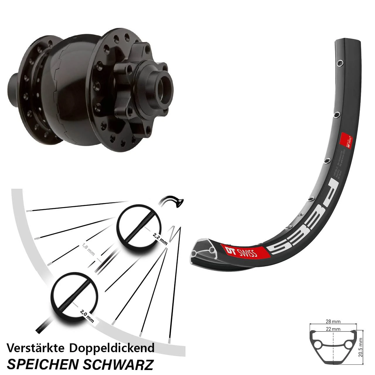 Dt-swiss Vorderrad Mit Son 28-15 6-Loch Nabendynamo DT Swiss 533 D 28-29 Zoll 3 Dt-swiss Vorderrad Mit Son 28-15 6-Loch Nabendynamo DT Swiss 533 D 28-29 Zoll