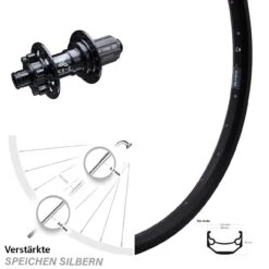 27,5 Zoll Hinterrad KX-E Nabe Schwarz 12x142 Mm 6-Loch 11-fach Ryde Andra 40 Disc