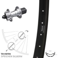 Ryde Rival 35 Disc Hinterrad 29+ Zoll KX-E Nabe Silbern-eloxiert 6 Kugellager