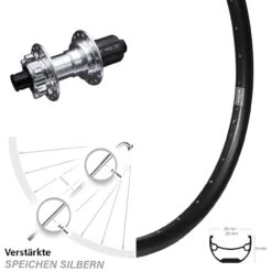 KX-E Nabe Silbern-eloxiert Ryde Andra 29 Hinterrad 26 Zoll Verstärkt 12x142 Mm