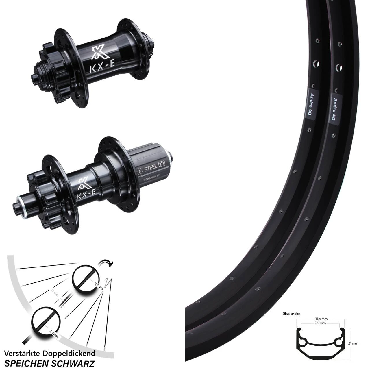 28-29 Zoll KX-E Nabe Verstärkt 6-loch Ryde Andra 40 Laufradsatz Heavy Duty 11-fach 3 28-29 Zoll KX-E Nabe Verstärkt 6-loch Ryde Andra 40 Laufradsatz Heavy Duty 11-fach