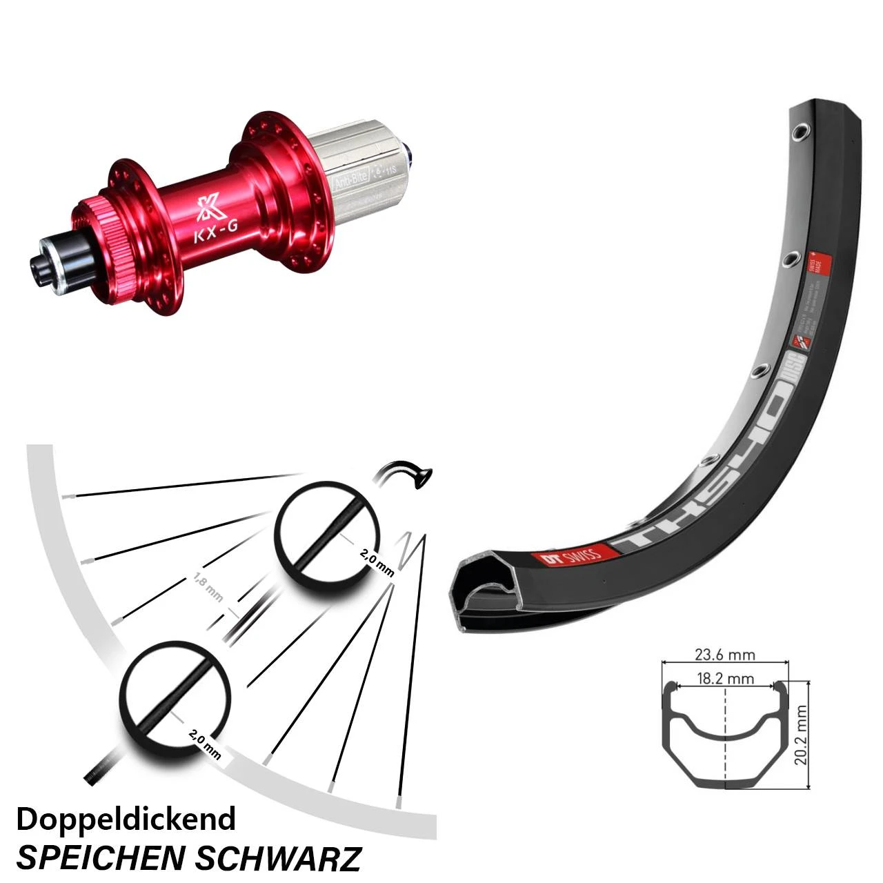 Dt-swiss KX-G Nabe 5x135 Mm Rot Eloxiert 11-fach DT Swiss TK 540 Hinterad 28 Zoll Centerlock 3 Dt-swiss KX-G Nabe 5x135 Mm Rot Eloxiert 11-fach DT Swiss TK 540 Hinterad 28 Zoll Centerlock