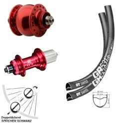 Dt-swiss Laufradsatz 27,5 Zoll DT Swiss GR 531 Nabe KX-G Rot Eloxiert SON 28 Dynamo