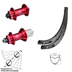 Dt-swiss 28 Zoll Road Disc Laufradsatz DT Swiss RR 481 Nabe KX-G Rot Eloxiert 100/135 Mm