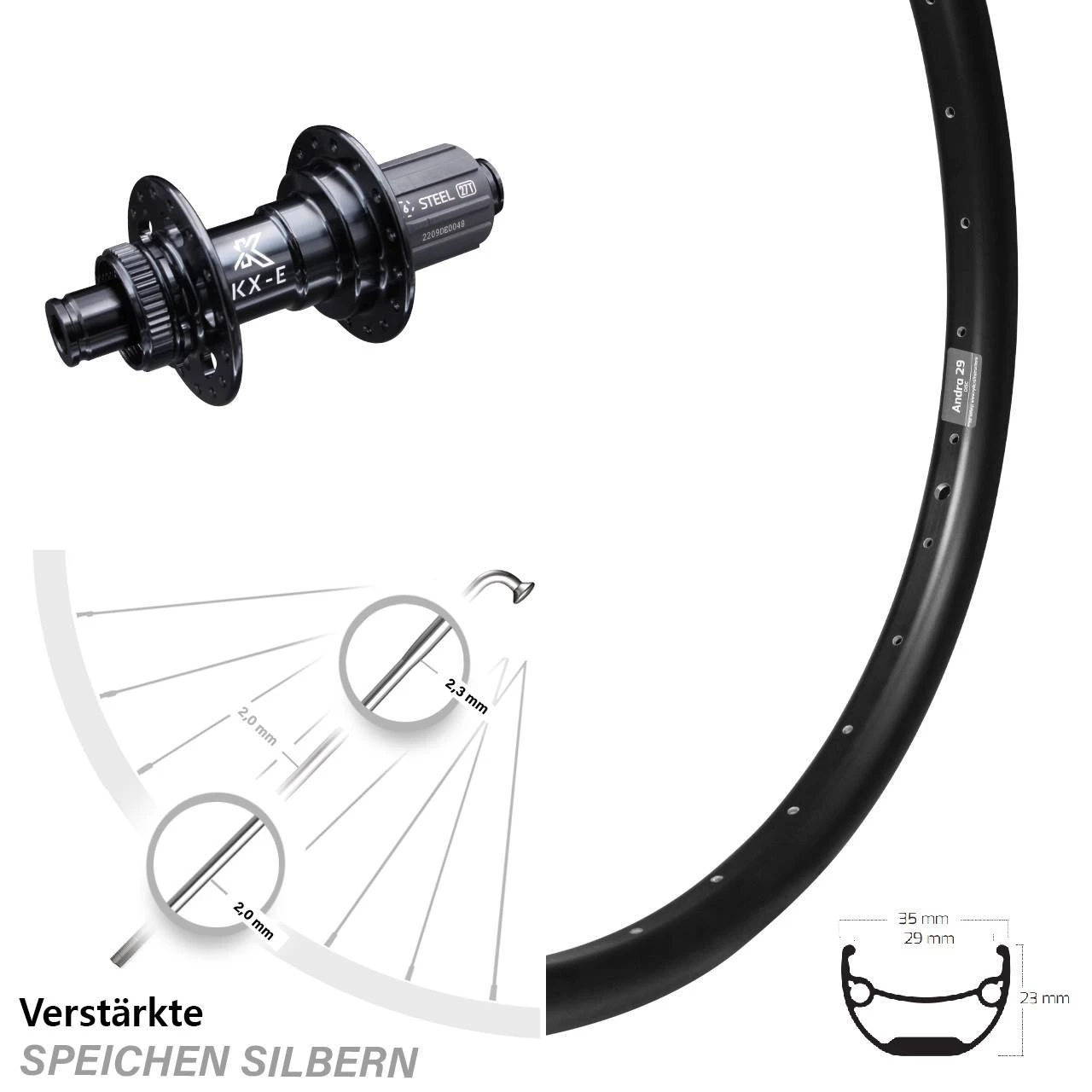 Ryde Andra 29 Hinteres Rad 27,5 Zoll Verstärkte KX-E Nabe Steckachse Centerlock 3 Ryde Andra 29 Hinteres Rad 27,5 Zoll Verstärkte KX-E Nabe Steckachse Centerlock