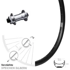 Ryde Andra 29 Disc-Vorderrad 24 Zoll Mit KX-E Nabe Centerlock 15x100 Mm Silbern Eloxiert