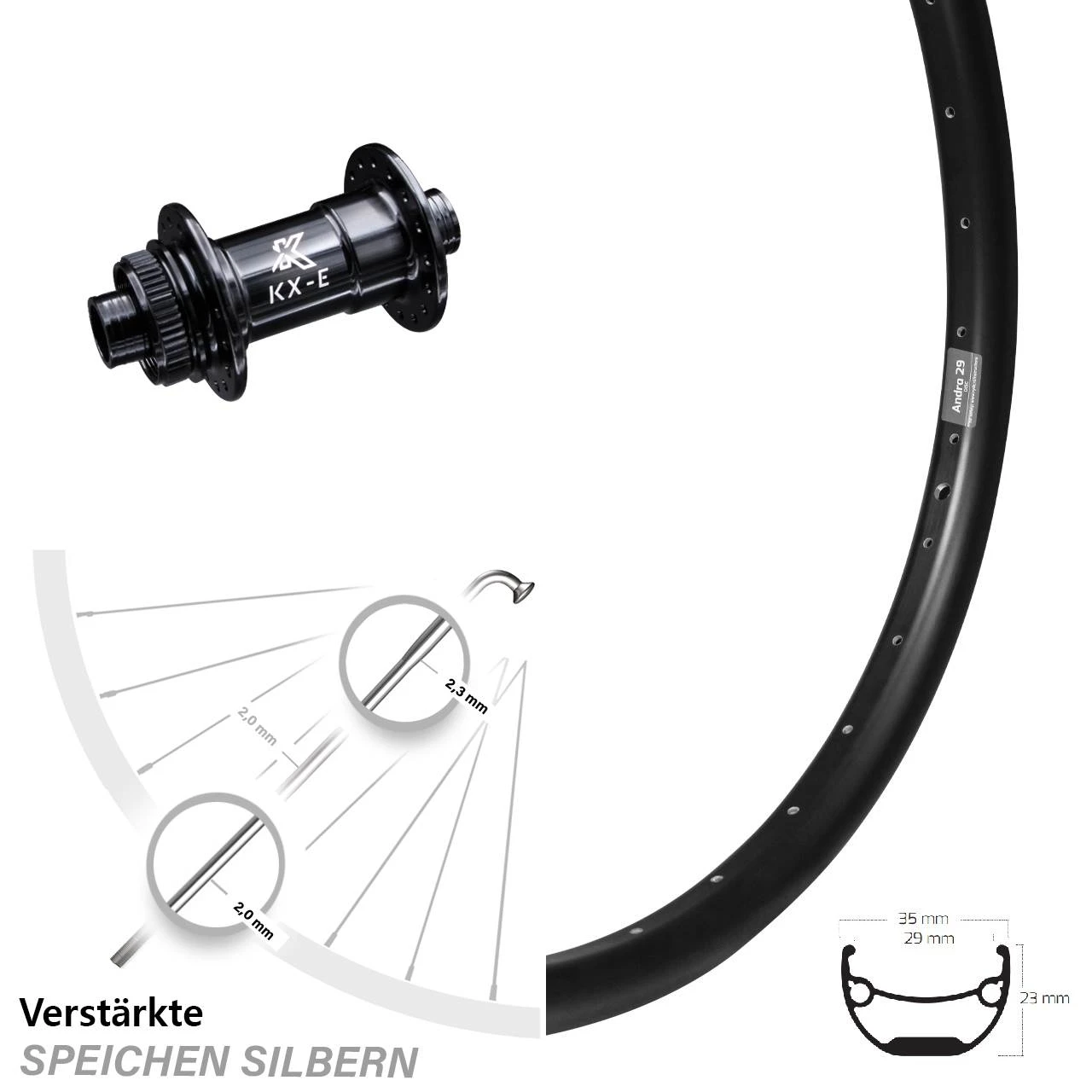 Ryde Andra 29 Disc-Vorderrad 24 Zoll Mit KX-E Nabe Centerlock 15x100 Mm Schwarz 3 Ryde Andra 29 Disc-Vorderrad 24 Zoll Mit KX-E Nabe Centerlock 15x100 Mm Schwarz