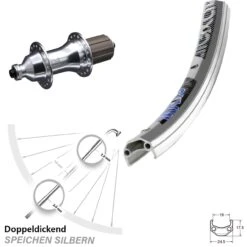 26 Zoll Hinterrad Novatec F 162 SB Exal MX 19 Silbern