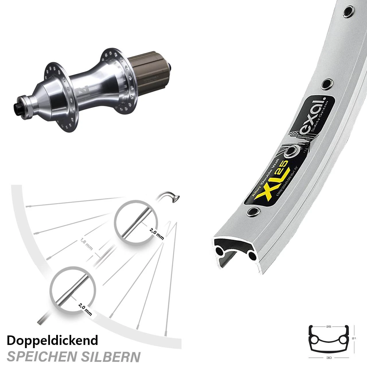 26 Zoll Hinterrad Novatec 5x135 Mm Silbern Exal XL 25 3 26 Zoll Hinterrad Novatec 5x135 Mm Silbern Exal XL 25