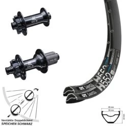 Dt-swiss Laufradsatz 27,5 Zoll E-Bike DT Swiss H 552 Nabe Verstärkt KX-B Boost 6-loch 110x148 Mm