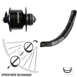 MTB Vorderrad 29 Zoll Exal BE21 Shimano DH3D72 Nabendynamo Schwarz