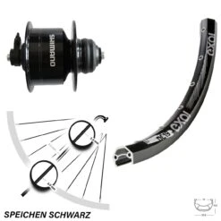 MTB Vorderrad 29 Zoll Exal Shimano DH3D72 Nabendynamo Schwarz