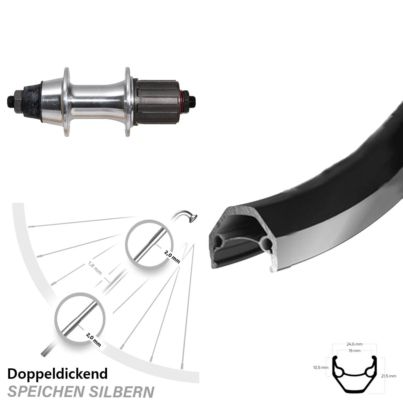 Ryde ZAC 2000 Hinterrad 26 Zoll Mit Novatec HR F362 TSE Silbern Nabe