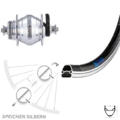 Vorderrad 28 Zoll Exal XP19 Mit Nabendynamo Shutter PL-8 Schwarz