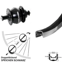 Vorderrad 28 Zoll Ryde Andra 30 Shutter Precision PV8 Nabendynamo Schwarz