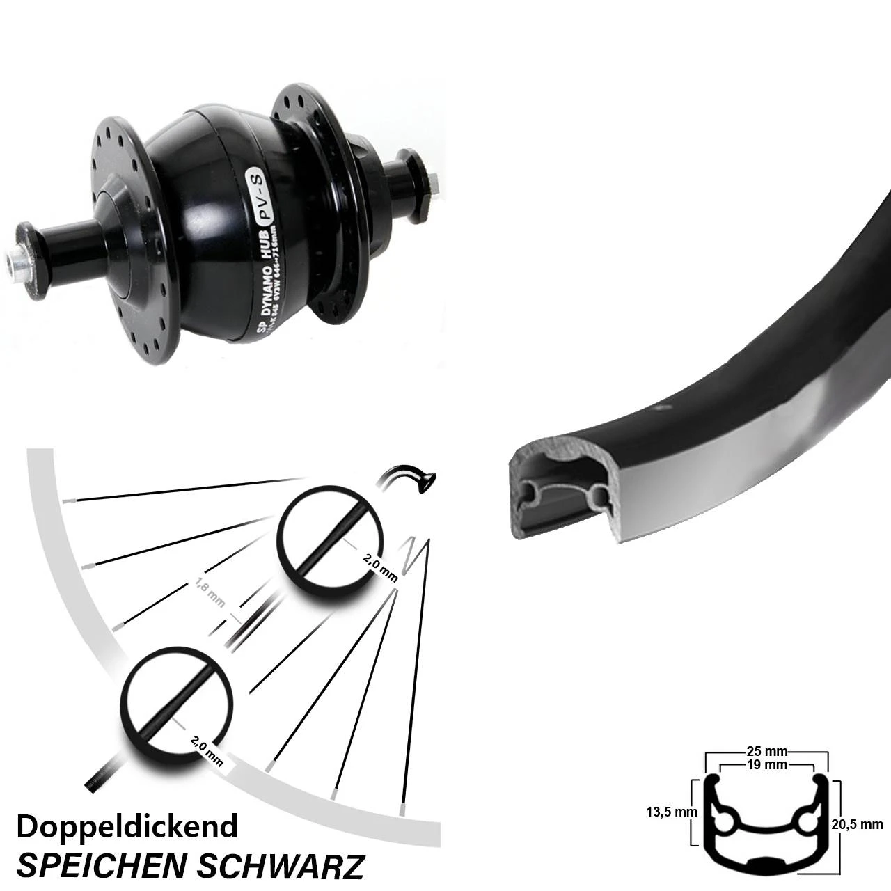 Vorderrad 28 Zoll Ryde Andra 30 Shutter Precision PV8 Nabendynamo Schwarz 3 Vorderrad 28 Zoll Ryde Andra 30 Shutter Precision PV8 Nabendynamo Schwarz