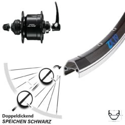 Vorderrad Exal ZX19 Schwarz 28 Zoll Mit Shimano Alfine Nabendynamo