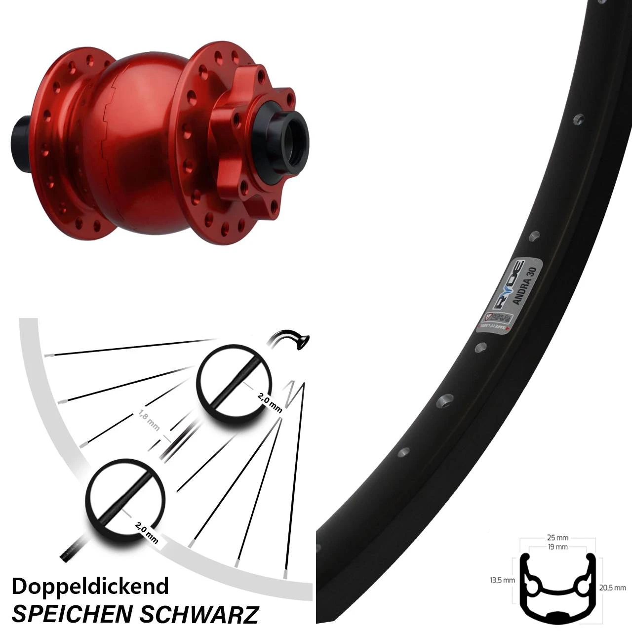 Vorderrad Ryde Andra 30 29 Zoll Mit Son 28-15 Boost Nabendynamo 3 Vorderrad Ryde Andra 30 29 Zoll Mit Son 28-15 Boost Nabendynamo